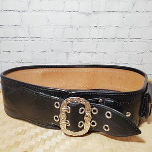 Black belt with attached mini fannypack